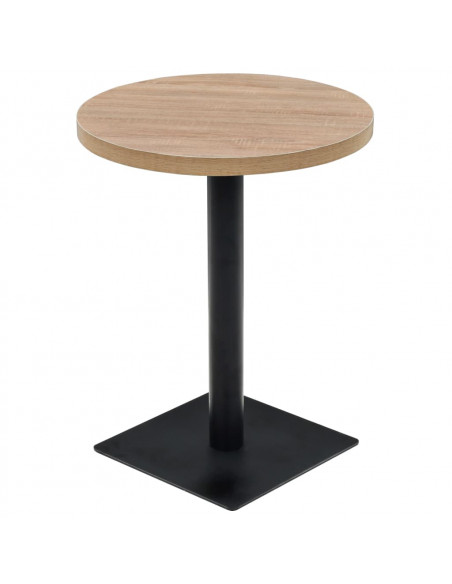 Tavolo Bistrot in MDF e Acciaio Rotondo 60x75 cm Colore Rovere