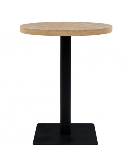 Tavolo Bistrot in MDF e Acciaio Rotondo 60x75 cm Colore Rovere