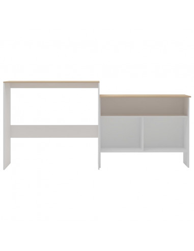 Tavolo Bar con 2 Piani d'Appoggio Bianco e Rovere 130x40x120cm