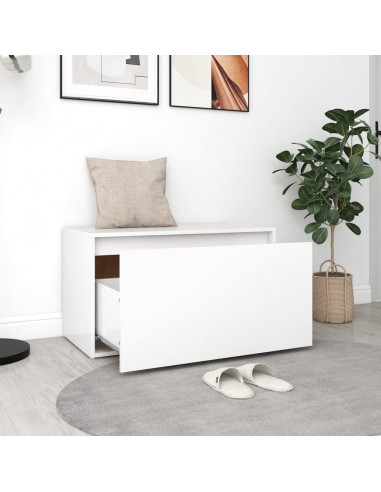 Panca da Ingresso 80x40x45 cm Bianca in Truciolato