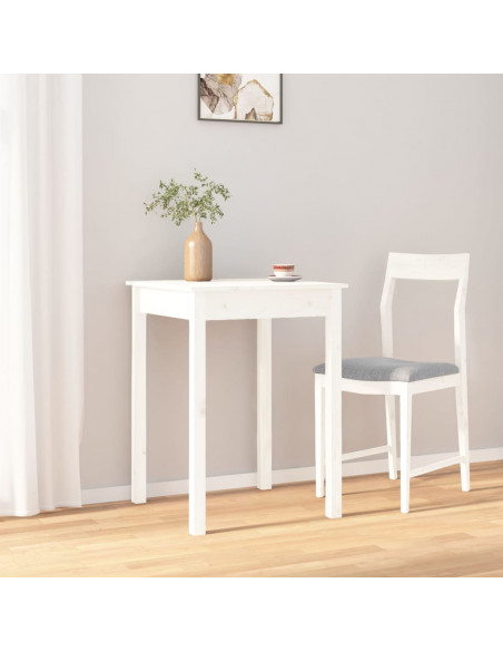 Tavolo da Pranzo Bianco 55x55x75 cm in Legno Massello di Pino