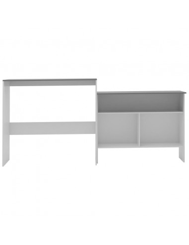 Tavolo Bar con 2 Piani d'Appoggio Bianco e Grigio 130x40x120cm