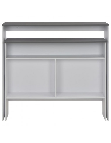 Tavolo Bar con 2 Piani d'Appoggio Bianco e Grigio 130x40x120cm