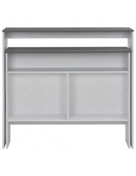 Tavolo Bar con 2 Piani d'Appoggio Bianco e Grigio 130x40x120cm