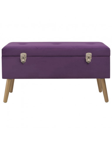 Panca con Vano Portaoggetti 80 cm Viola in Velluto