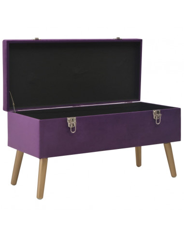 Panca con Vano Portaoggetti 80 cm Viola in Velluto