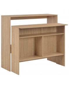 Tavolo da Bar con 2 Piani d'Appoggio Rovere 130x40x120 cm 2