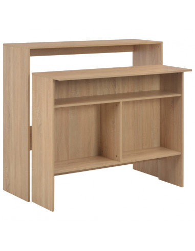 Tavolo da Bar con 2 Piani d'Appoggio Rovere 130x40x120 cm