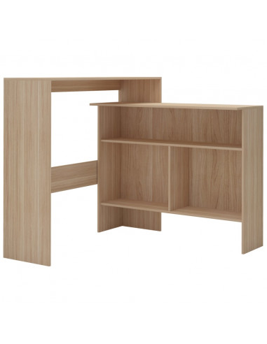 Tavolo da Bar con 2 Piani d'Appoggio Rovere 130x40x120 cm