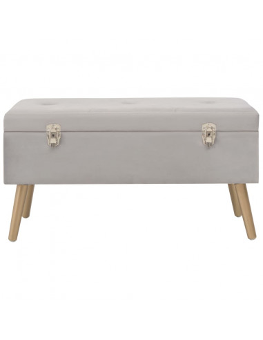 Panca con Vano Portaoggetti 80 cm Grigio in Velluto