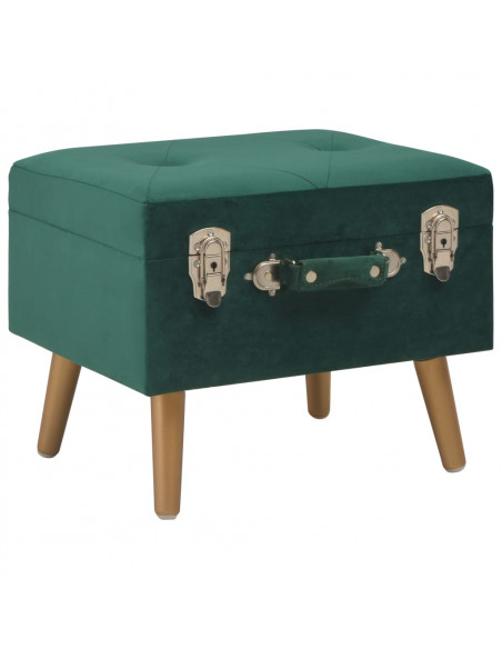 Sgabello con Contenitore 40 cm in Velluto Verde