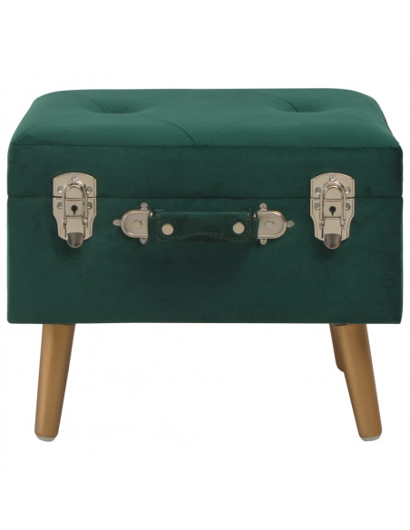 Sgabello con Contenitore 40 cm in Velluto Verde