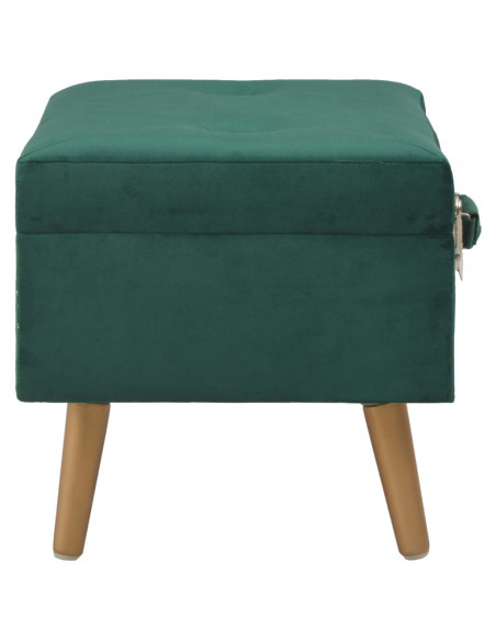Sgabello con Contenitore 40 cm in Velluto Verde