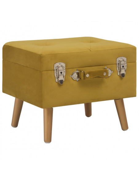 Sgabello con Contenitore 40 cm Giallo Senape in Velluto