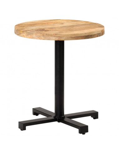 Tavolino da Bistrot Rotondo Ø70x75 cm in Legno di Mango Grezzo