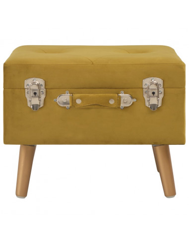 Sgabello con Contenitore 40 cm Giallo Senape in Velluto