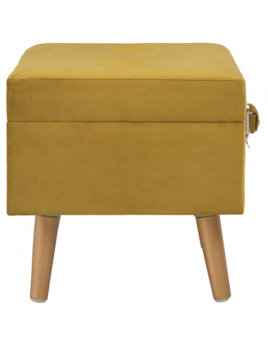 Sgabello con Contenitore 40 cm Giallo Senape in Velluto