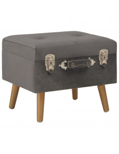 Sgabello con Contenitore 40 cm in Velluto Grigio 2