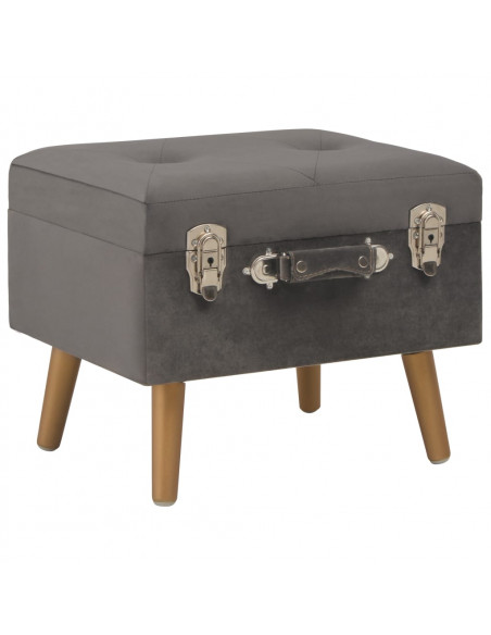 Sgabello con Contenitore 40 cm in Velluto Grigio