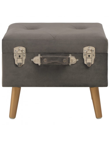 Sgabello con Contenitore 40 cm in Velluto Grigio