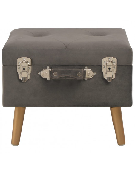Sgabello con Contenitore 40 cm in Velluto Grigio