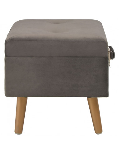 Sgabello con Contenitore 40 cm in Velluto Grigio