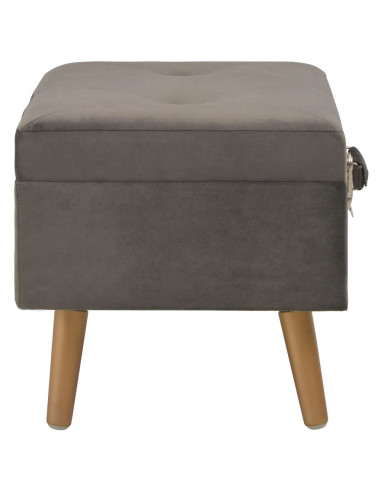 Sgabelli con Contenitore 3 pz in Velluto Grigio