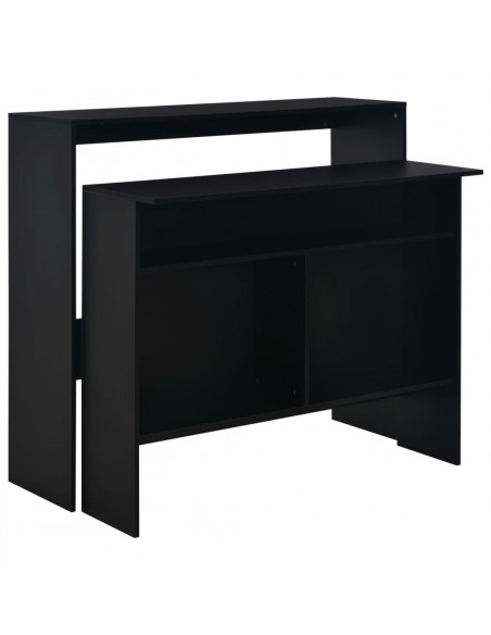 Tavolo da Bar con 2 Piani d'Appoggio Nero 130x40x120 cm