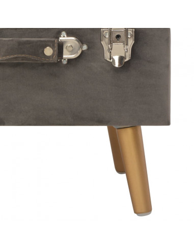 Sgabelli con Contenitore 3 pz in Velluto Grigio