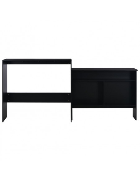 Tavolo da Bar con 2 Piani d'Appoggio Nero 130x40x120 cm