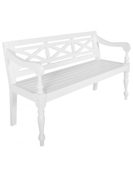 Panca Batavia 123 cm in Legno Massello di Mogano Bianco