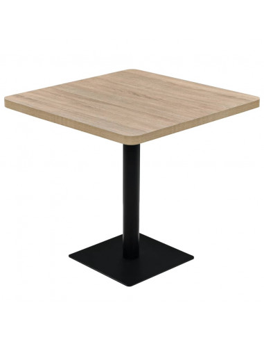 Tavolo Bistrot MDF e Acciaio Quadrato 80x80x75 cm Color Rovere
