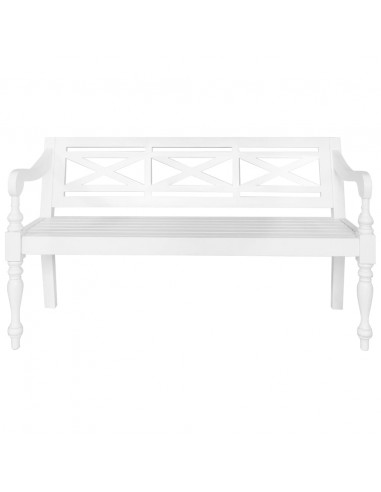 Panca Batavia 123 cm in Legno Massello di Mogano Bianco