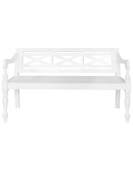 Panca Batavia 123 cm in Legno Massello di Mogano Bianco