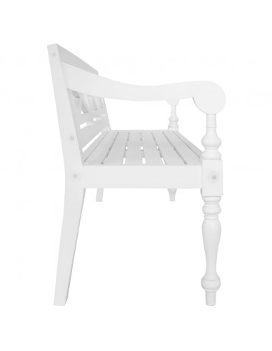 Panca Batavia 123 cm in Legno Massello di Mogano Bianco