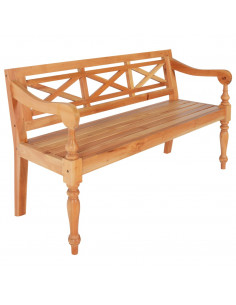 Panca Batavia 123 cm in Legno Massello di Mogano Marrone Chiaro 2
