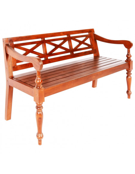 Panca Batavia 123 cm in Legno Massello di Mogano Marrone Scuro