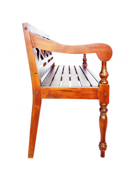 Panca Batavia 123 cm in Legno Massello di Mogano Marrone Scuro