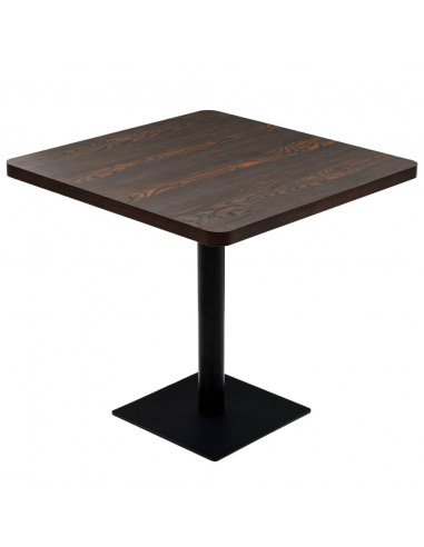 Tavolo Bistrot MDF e Acciaio Quadrato 80x80x75 cm Cenere Scura