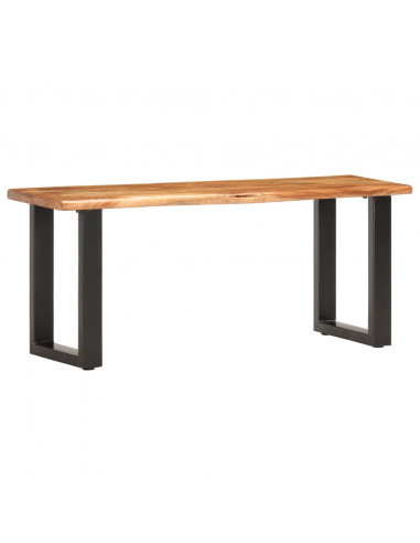Panca con Bordi Vivi 110 cm in Legno Massello Acacia e Acciaio