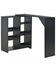 Tavolo da Bar con Scaffale Mobile Nero 138x39x110 cm 2