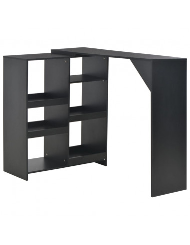 Tavolo da Bar con Scaffale Mobile Nero 138x39x110 cm