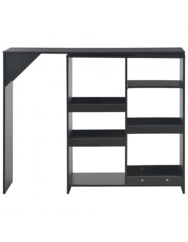 Tavolo da Bar con Scaffale Mobile Nero 138x39x110 cm