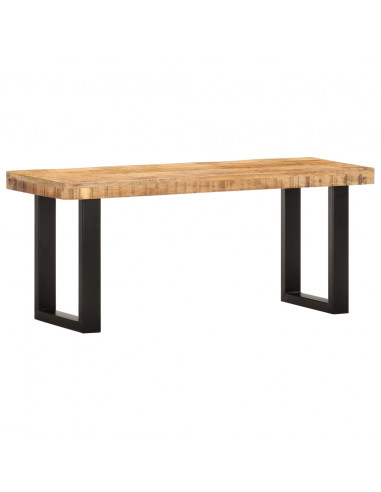 Panca 110 cm in Legno Massello di Mango e Acciaio