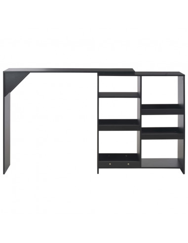 Tavolo da Bar con Scaffale Mobile Nero 138x39x110 cm