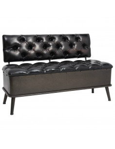 Cassapanca con Schienale 110 cm Nera in Similpelle 2