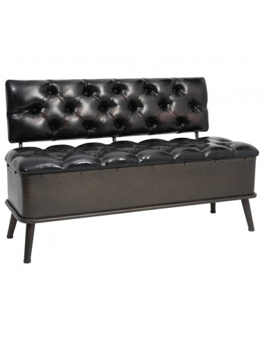 Cassapanca con Schienale 110 cm Nera in Similpelle