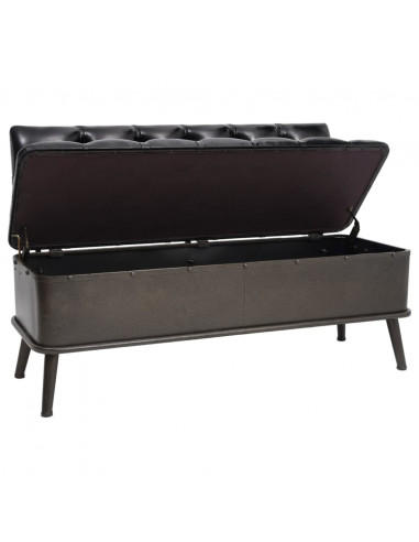 Cassapanca con Schienale 110 cm Nera in Similpelle