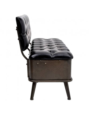 Cassapanca con Schienale 110 cm Nera in Similpelle