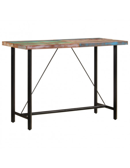 Tavolino da Bar 150x70x107cm Legno Massello di Recupero e Ferro